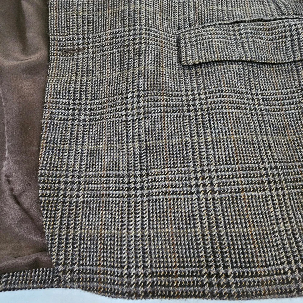 Jos. A. Bank Executive Collection Brown Glen Plaid Wool Blazer Sport Coat 48R